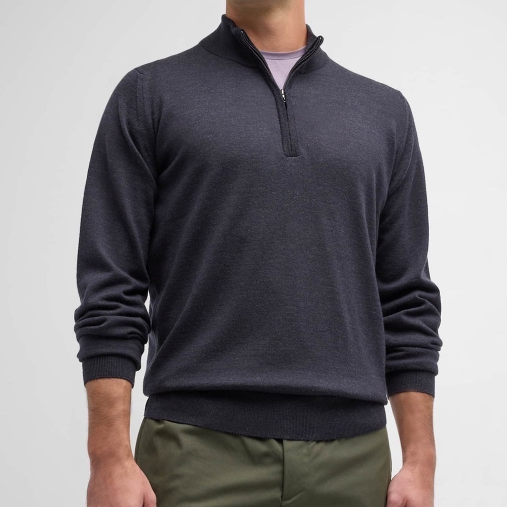Neiman Marcus merino wool and acrylic blend 1/4 zip sweater